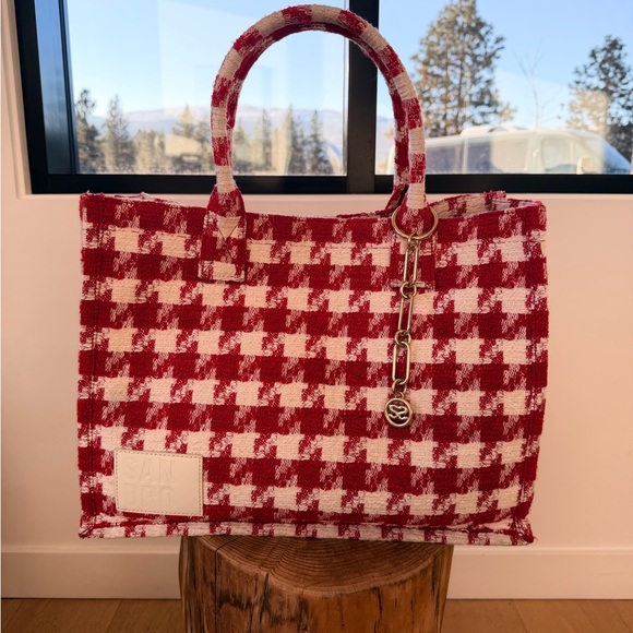 Sandro Red and Cream Houndstooth Tote - Picture 10 of 10